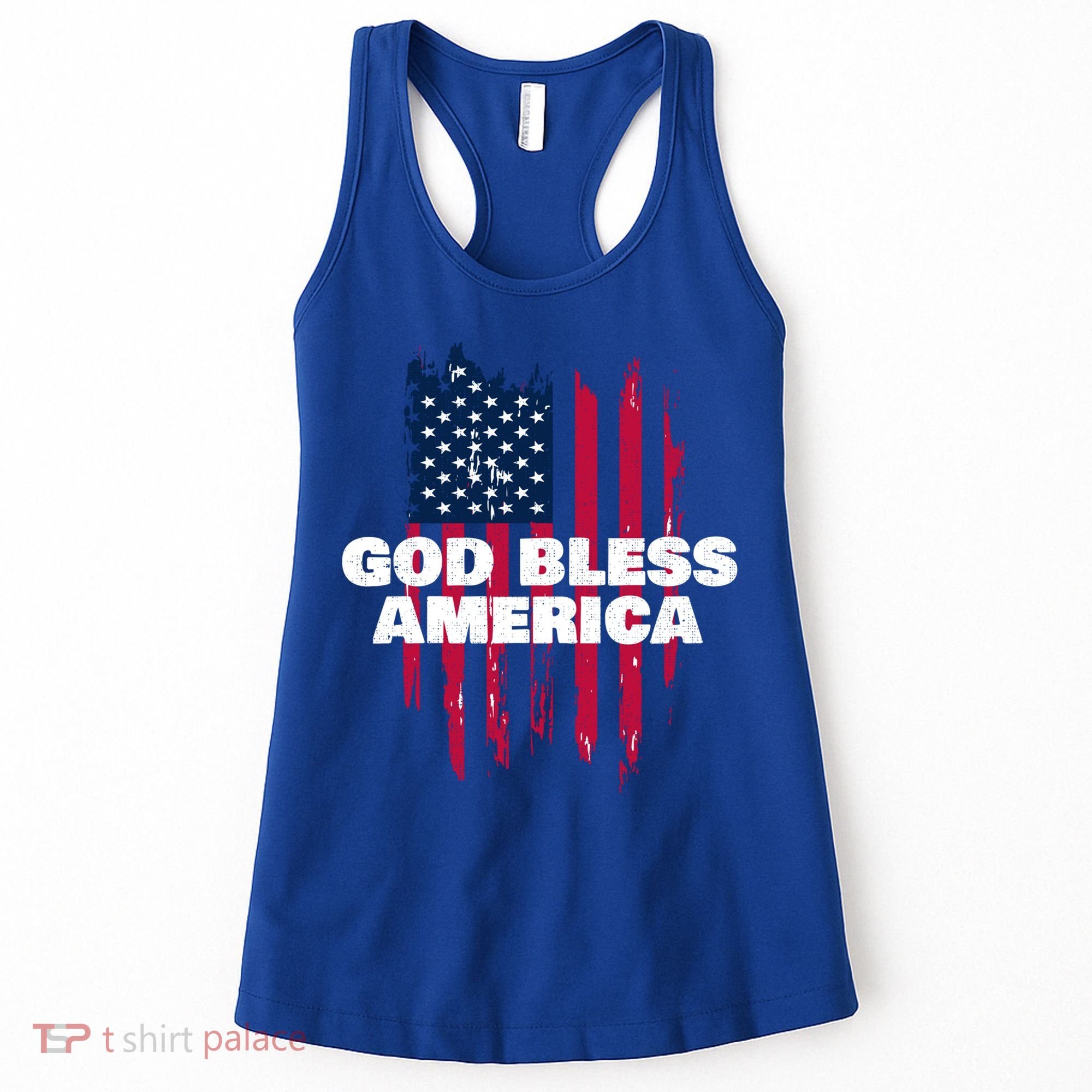 American Flag God Bless America Patriotic Gift Women's Tank Top