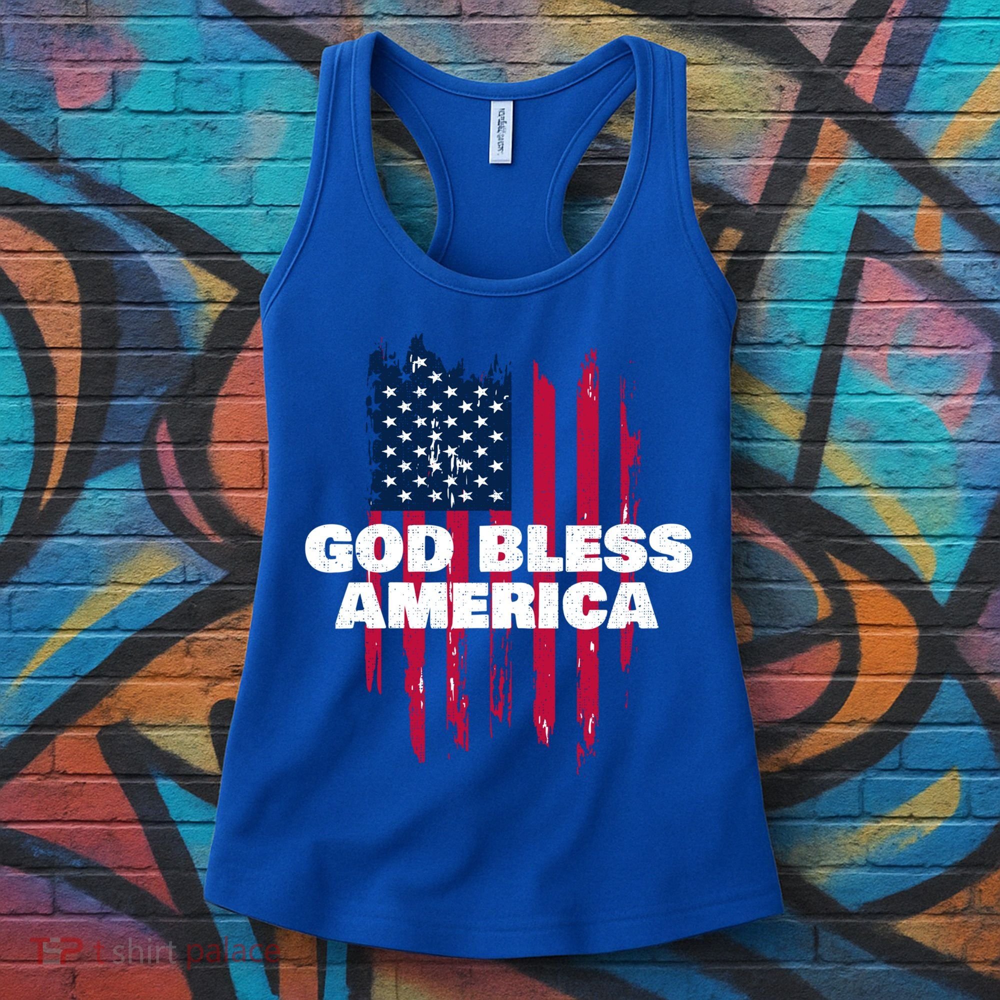 American Flag God Bless America Patriotic Gift Women's Tank Top