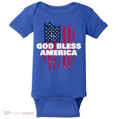 American Flag God Bless America Patriotic Gift Baby Bodysuit
