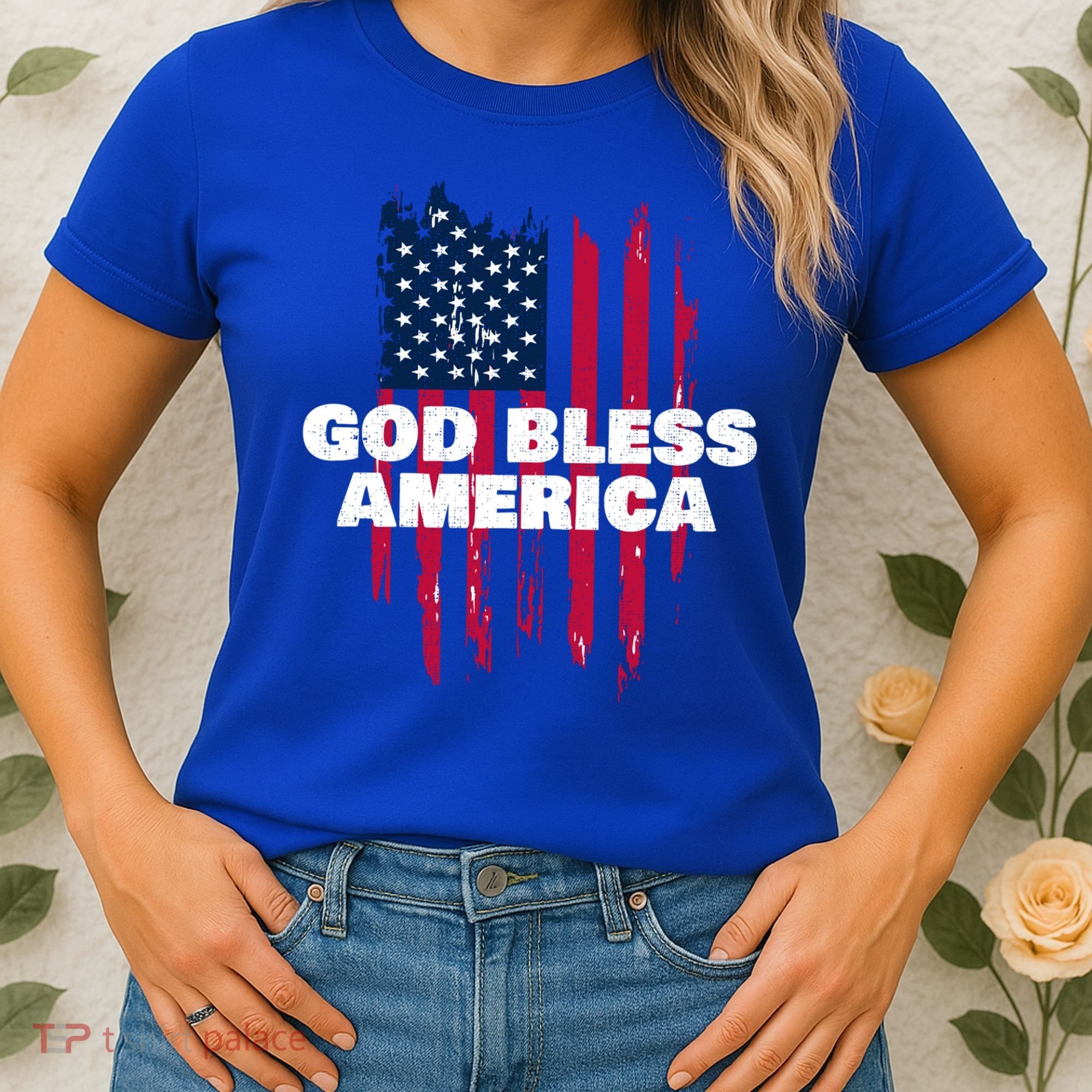 American Flag God Bless America Patriotic Gift Women's T-Shirt