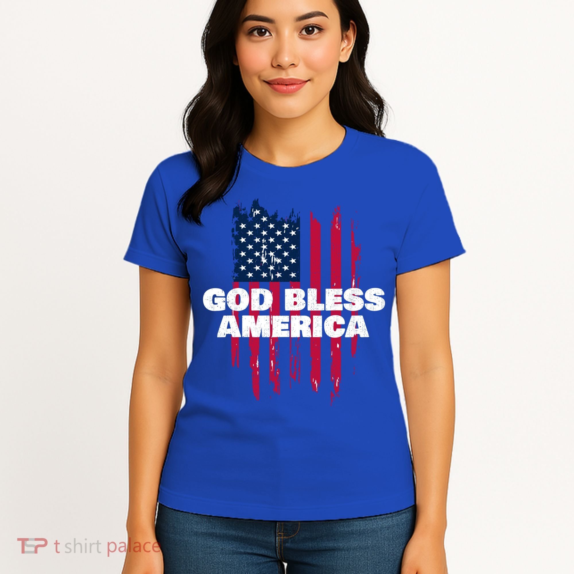 American Flag God Bless America Patriotic Gift Women's T-Shirt