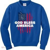 American Flag God Bless America Patriotic Gift Kids Sweatshirt thumb 0