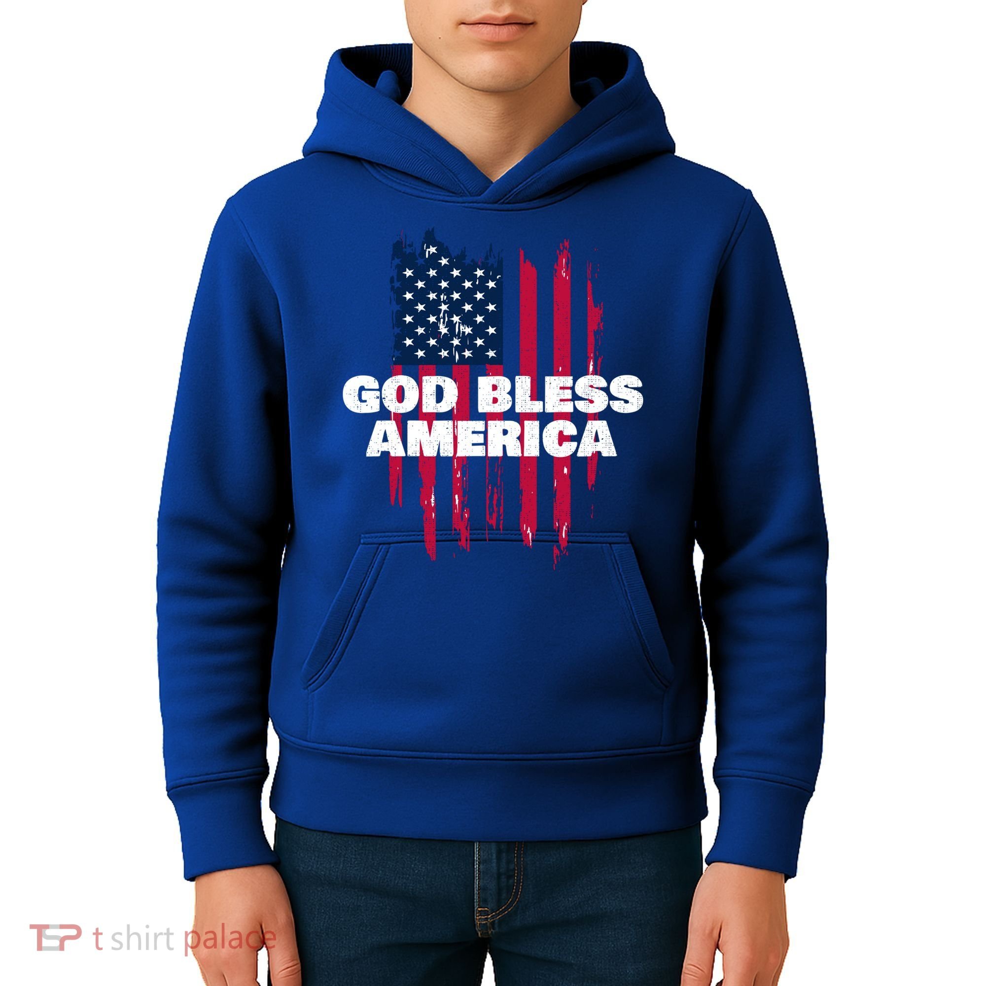 American Flag God Bless America Patriotic Gift Kids Hoodie