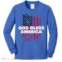 American Flag God Bless America Patriotic Gift Kids Long Sleeve Shirt thumb 0