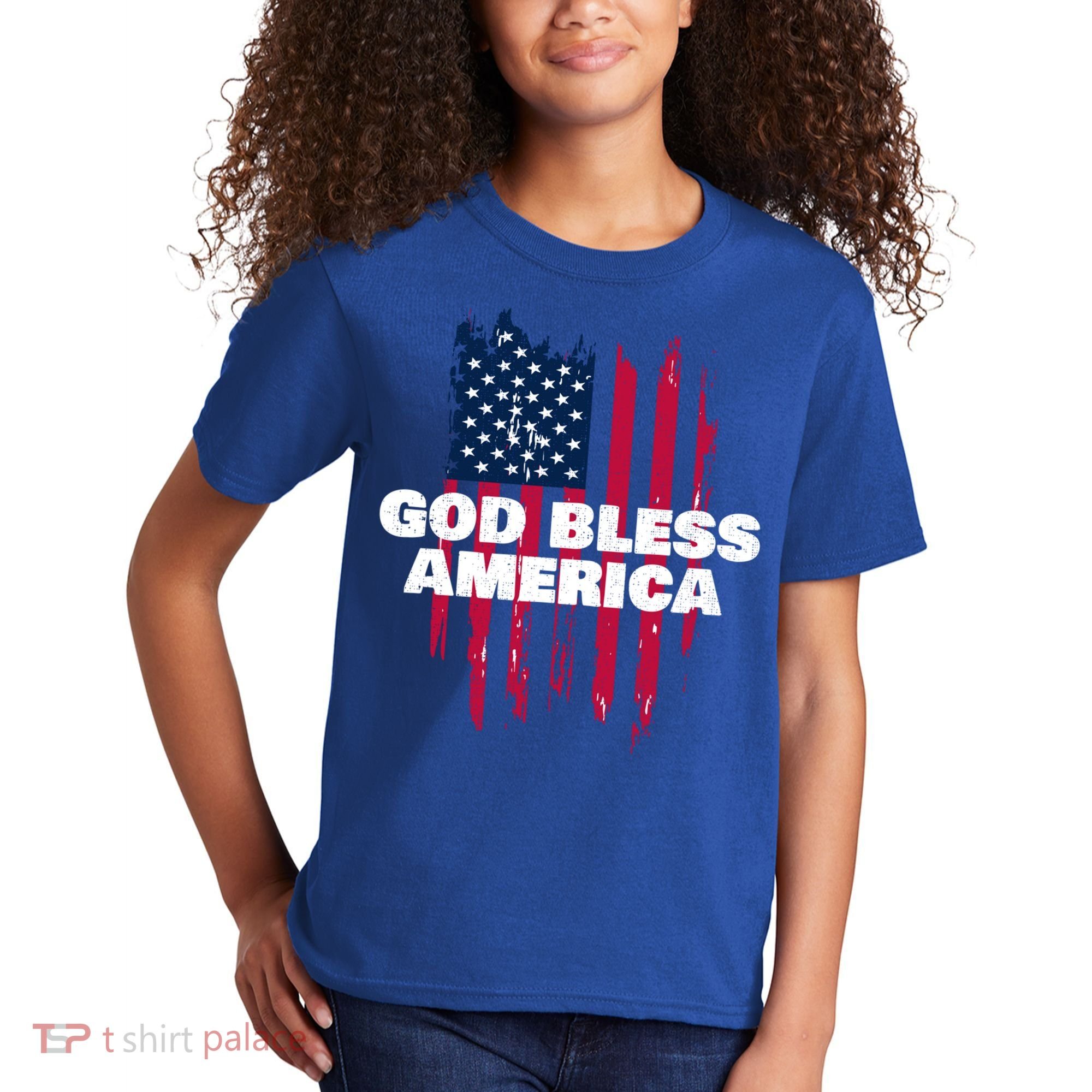 American Flag God Bless America Patriotic Gift Kids T-Shirt