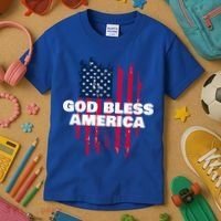 American Flag God Bless America Patriotic Gift Kids T-Shirt thumb 3
