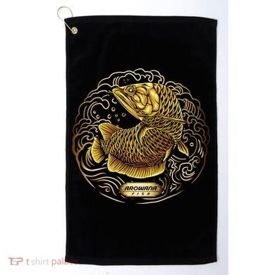Arowana Fish Gold Golf Towel