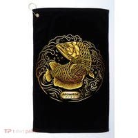 Arowana Fish Gold Golf Towel thumb 0