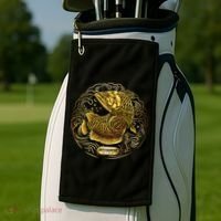 Arowana Fish Gold Golf Towel thumb 2