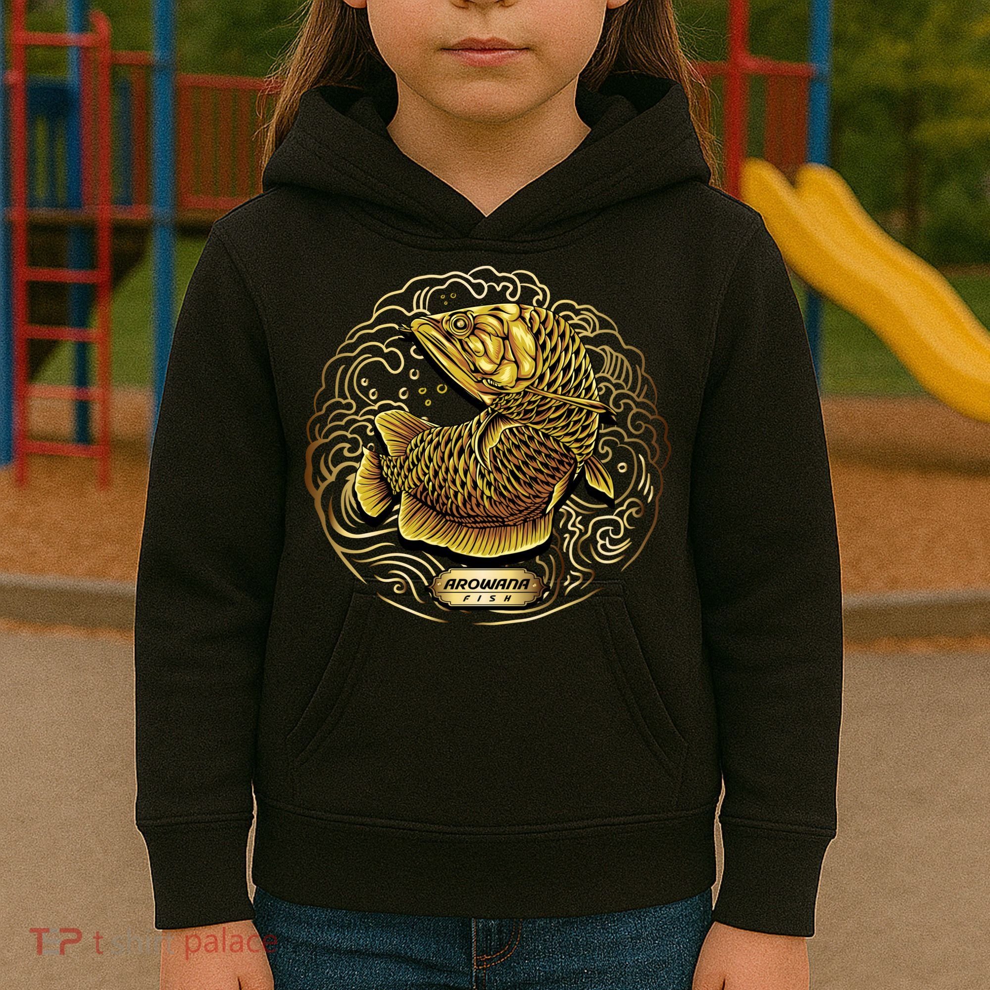 Arowana Fish Gold Kids Hoodie
