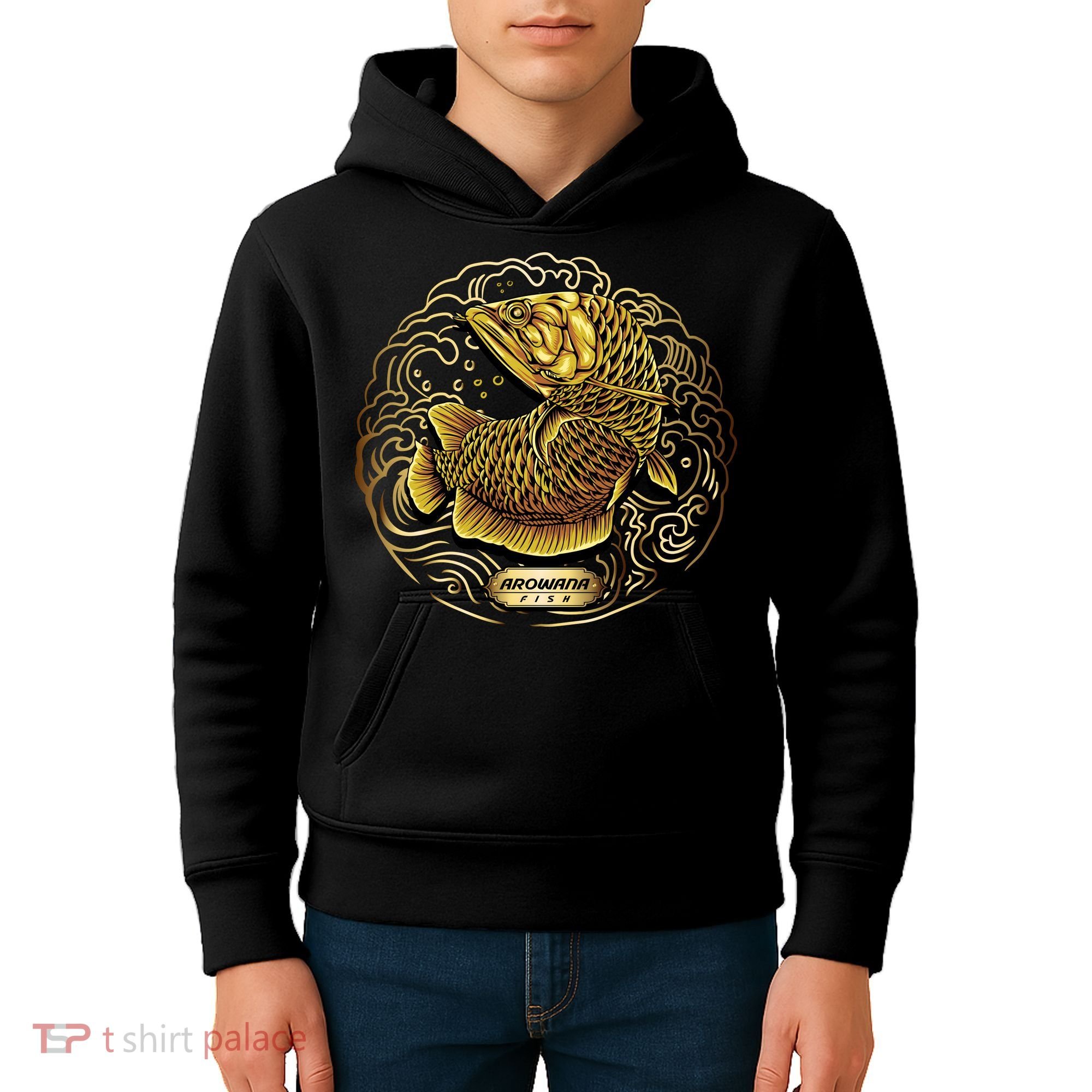 Arowana Fish Gold Kids Hoodie
