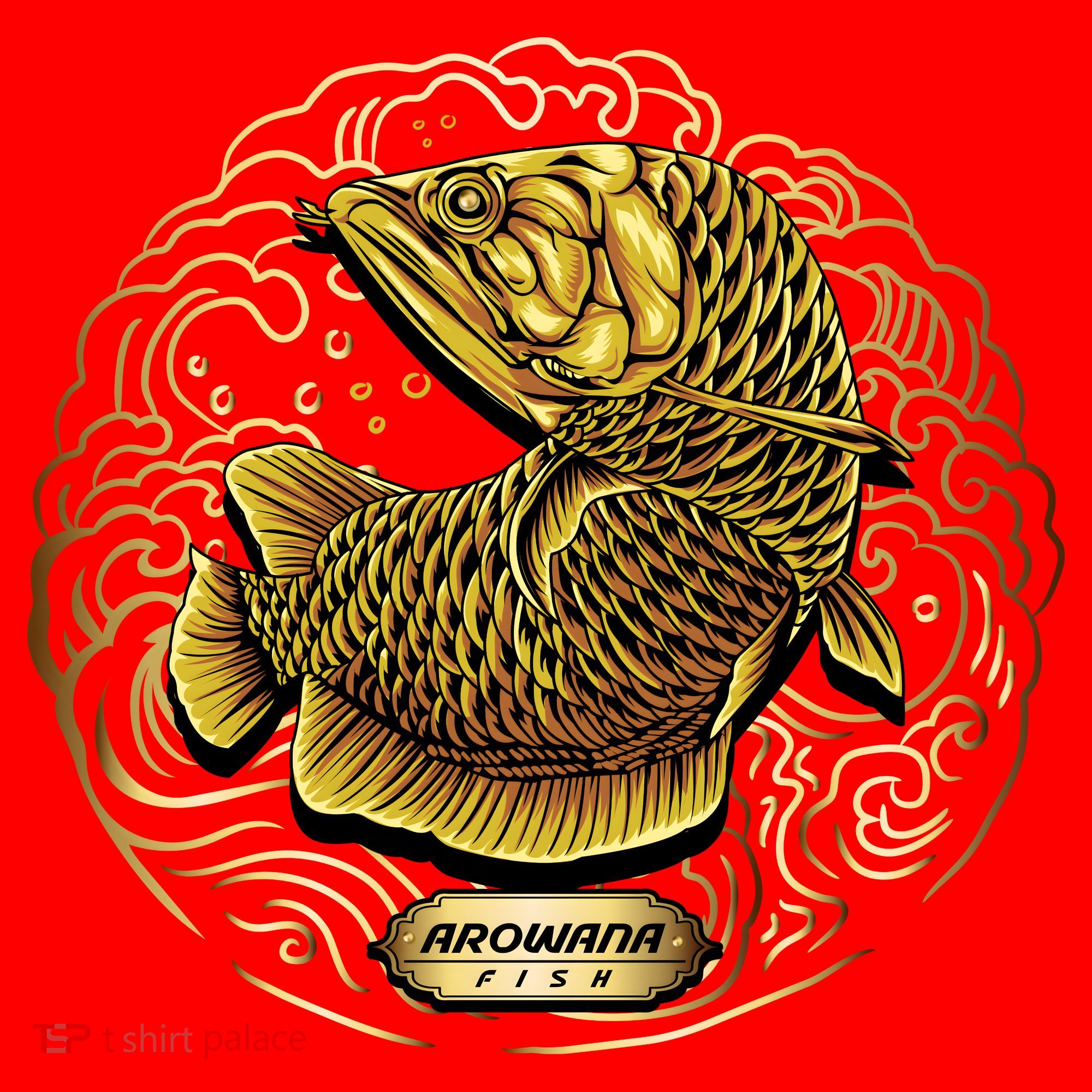 Arowana Fish Gold Santa Hat