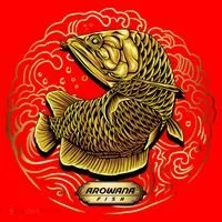Arowana Fish Gold Santa Hat thumb 1