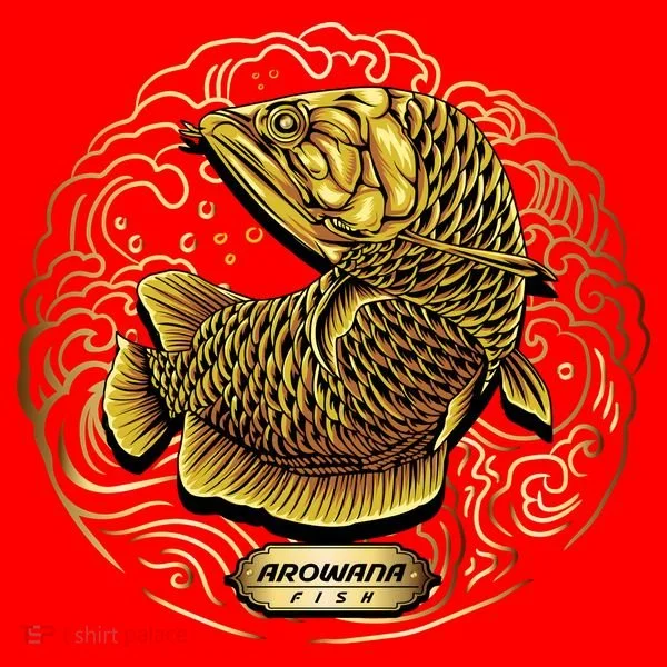 Arowana Fish Gold Santa Hat