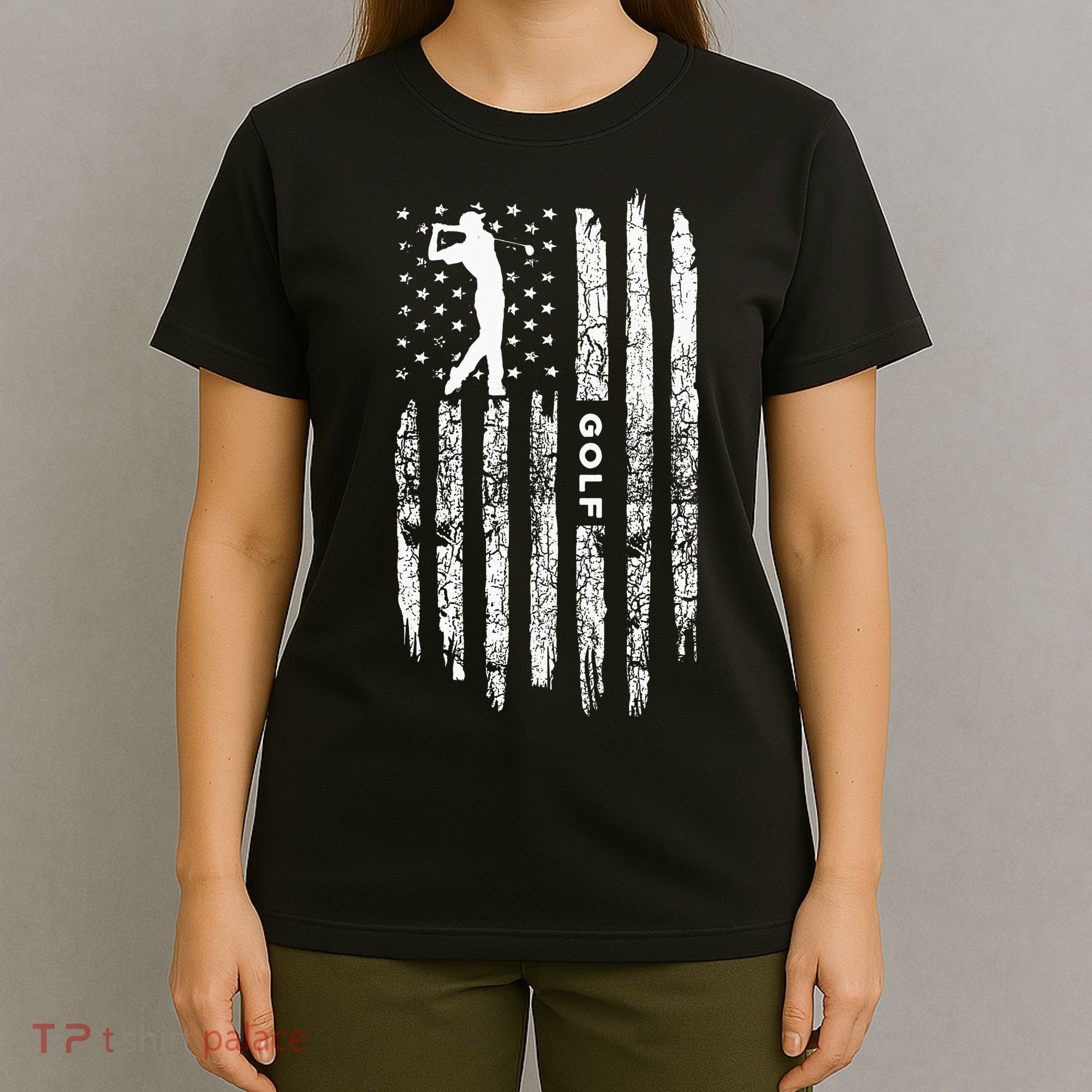 American Flag Golf Balls And Club Vintage Golfing Golfer T-Shirt