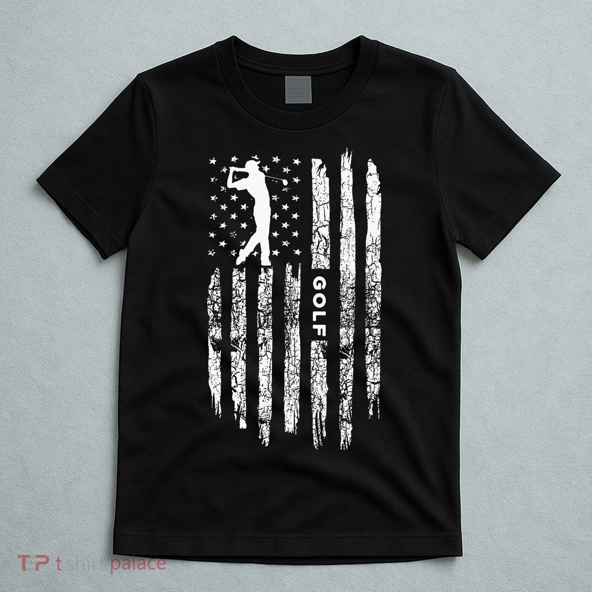 American Flag Golf Balls And Club Vintage Golfing Golfer T-Shirt