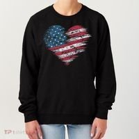 American Flag Heart Women Patriotic 4th Of July Usa Gift Women's Sweatshirt thumb 0