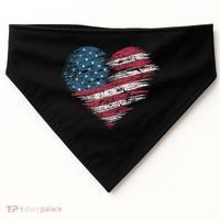 American Flag Heart Women Patriotic 4th Of July Usa Gift USA-Made Doggie Bandana thumb 0