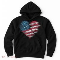 American Flag Heart Women Patriotic 4th Of July Usa Gift Hoodie thumb 0