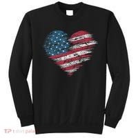 American Flag Heart Women Patriotic 4th Of July Usa Gift Sweatshirt thumb 0