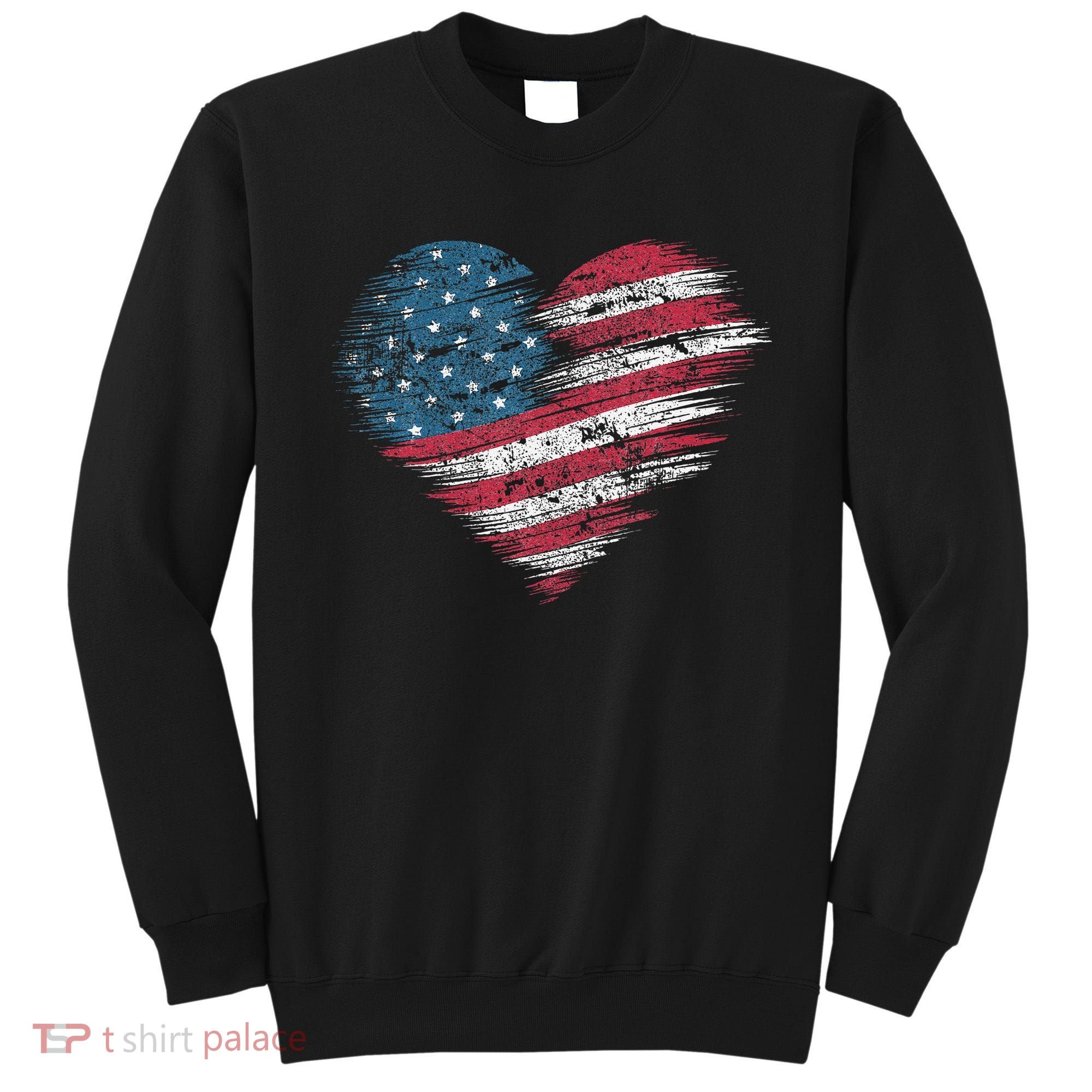 American Flag Heart Women Patriotic 4th Of July Usa Gift Sweatshirt