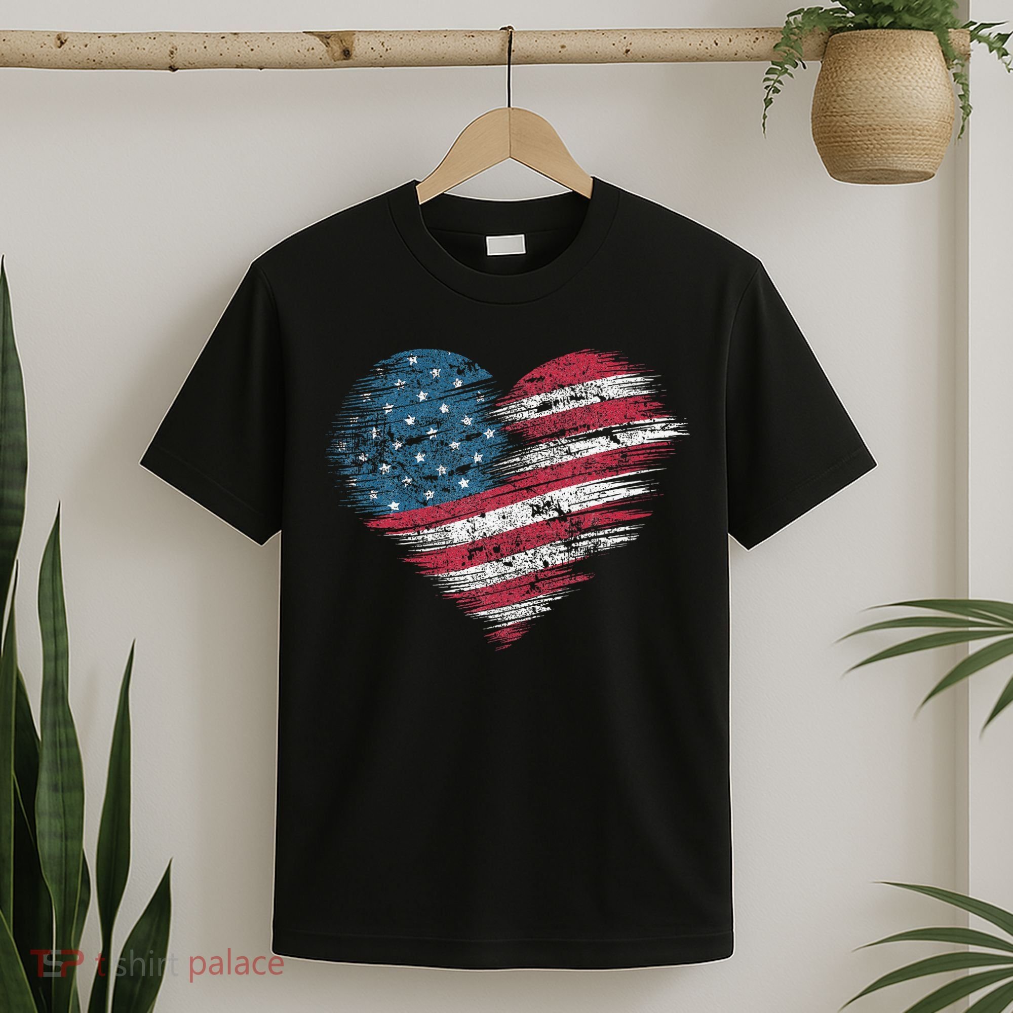 American Flag Heart Women Patriotic 4th Of July Usa Gift T-Shirt