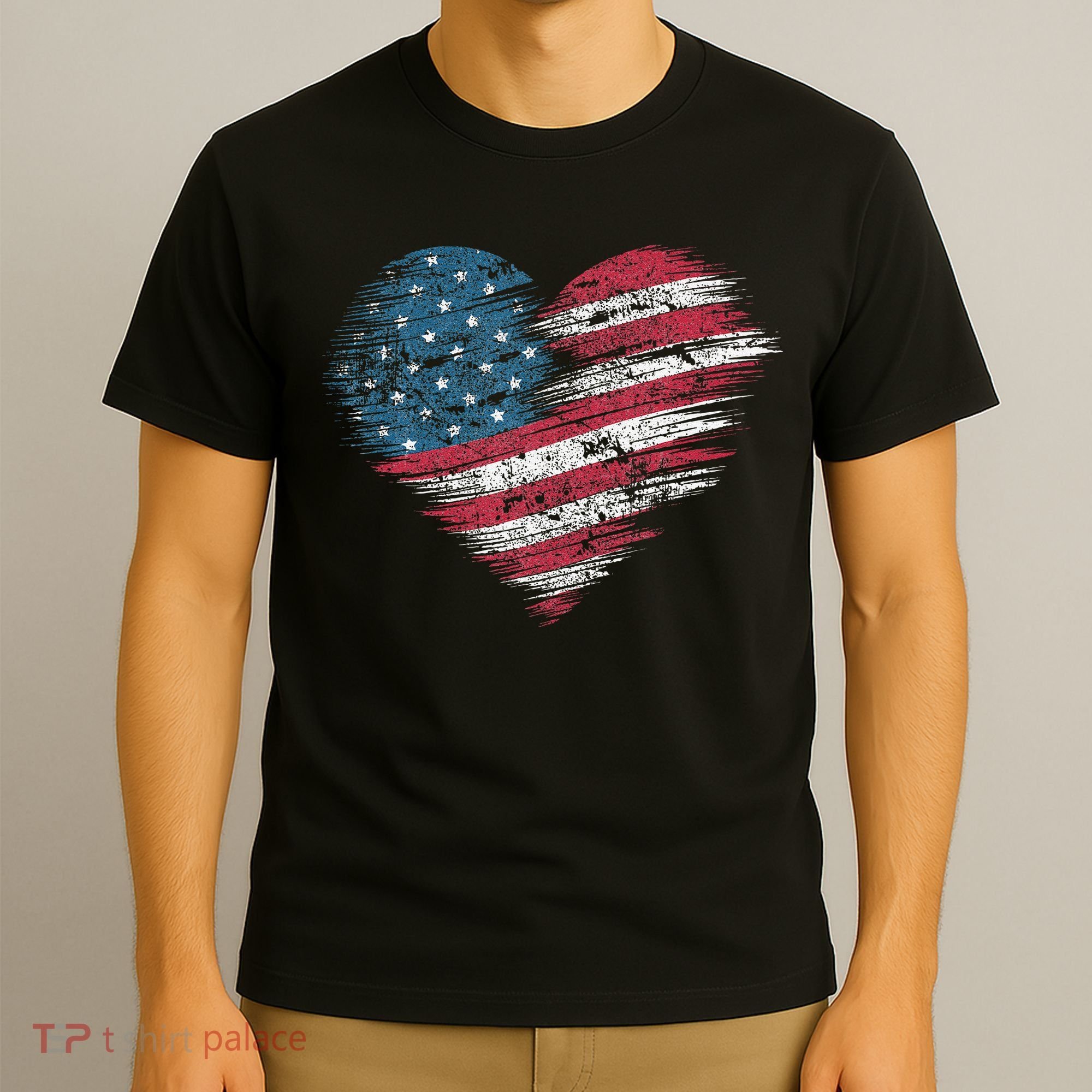 American Flag Heart Women Patriotic 4th Of July Usa Gift T-Shirt