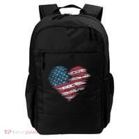 American Flag Heart Women Patriotic 4th Of July Usa Gift Backpack thumb 0