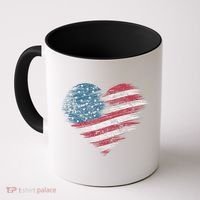 American Flag Heart Women Patriotic 4th Of July Usa Gift Coffee Mug thumb 0