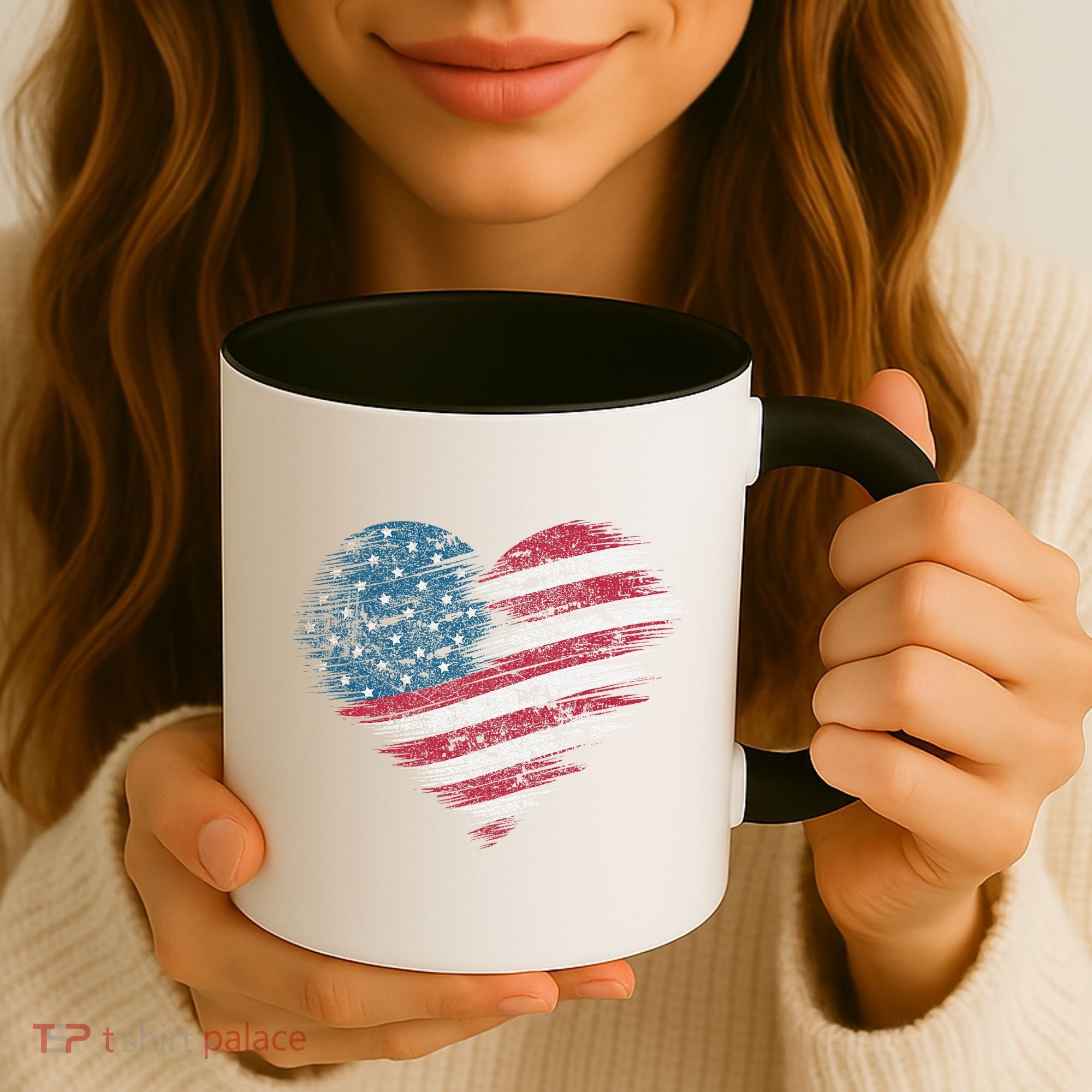 American Flag Heart Women Patriotic 4th Of July Usa Gift Coffee Mug