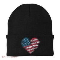 American Flag Heart Women Patriotic 4th Of July Usa Gift Beanie thumb 0