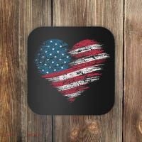 American Flag Heart Women Patriotic 4th Of July Usa Gift Coaster thumb 0