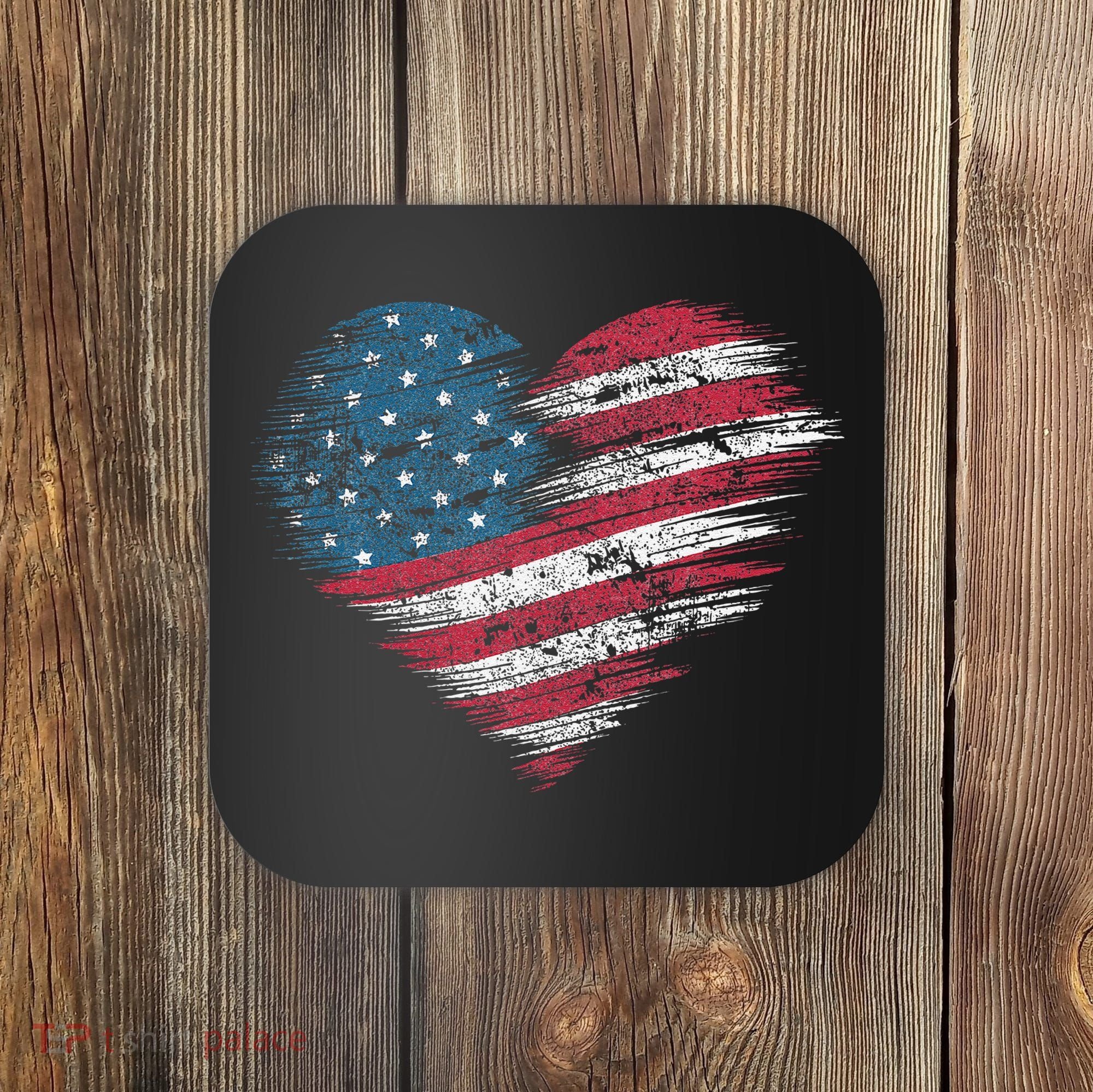 American Flag Heart Women Patriotic 4th Of July Usa Gift Coaster