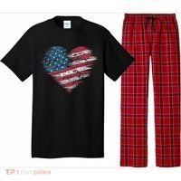 American Flag Heart Women Patriotic 4th Of July Usa Gift Pajama Set thumb 0