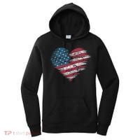 American Flag Heart Women Patriotic 4th Of July Usa Gift Women's Hoodie thumb 0