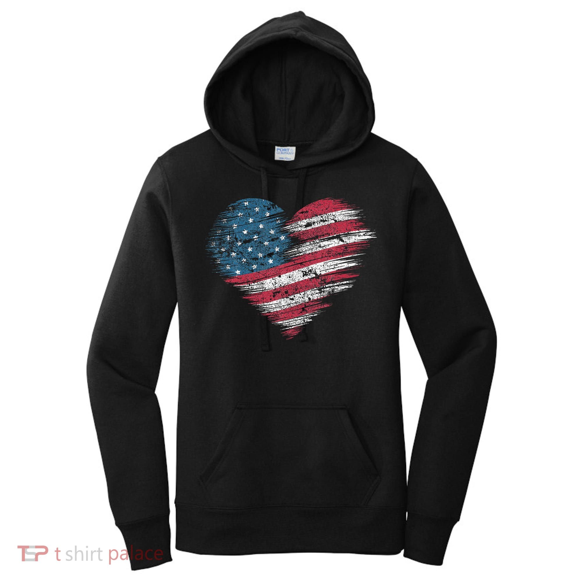 American Flag Heart Women Patriotic 4th Of July Usa Gift Women's Hoodie