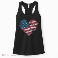 American Flag Heart Women Patriotic 4th Of July Usa Gift Women's Tank Top thumb 0