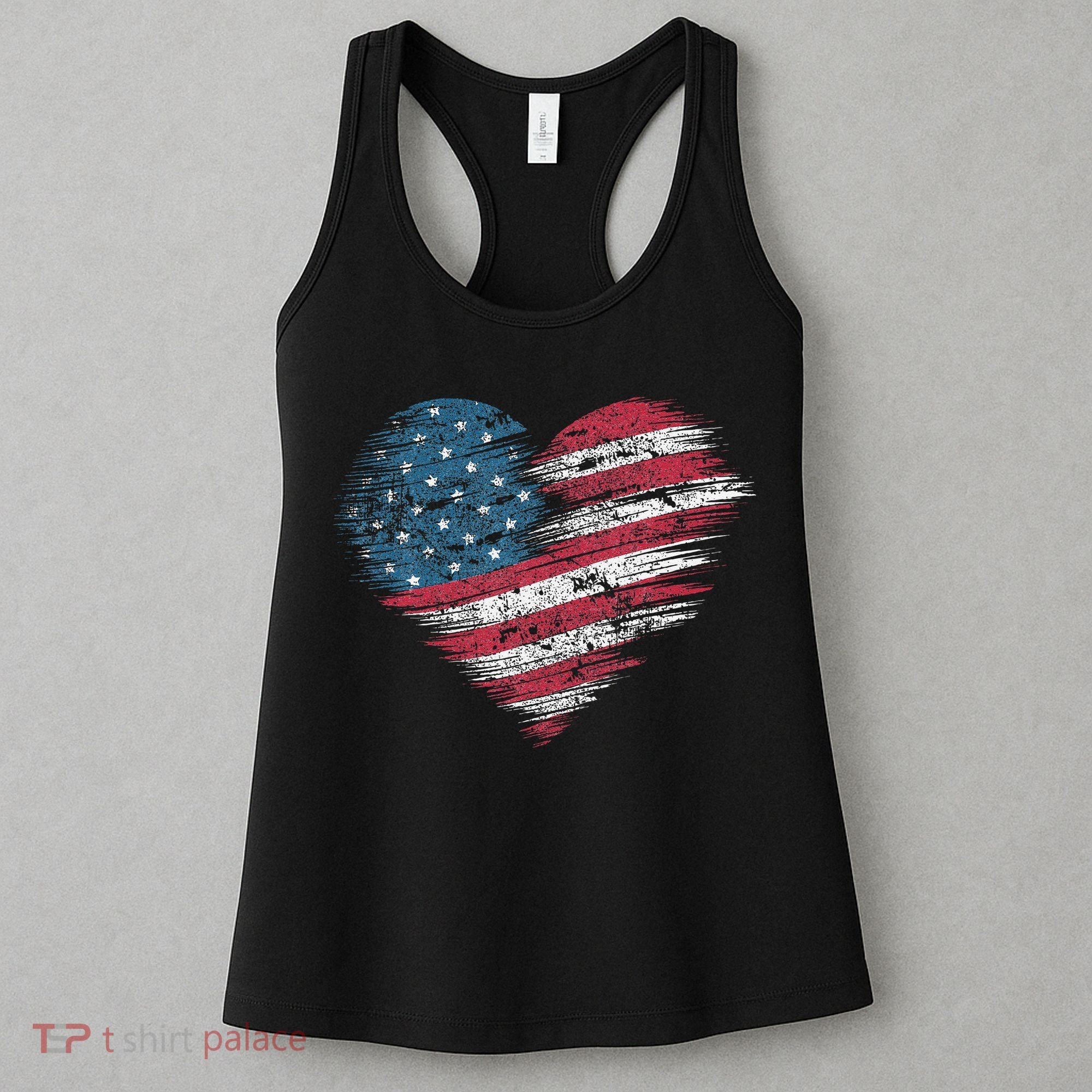 American Flag Heart Women Patriotic 4th Of July Usa Gift Women's Tank Top