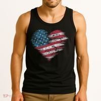 American Flag Heart Women Patriotic 4th Of July Usa Gift Tank Top thumb 3