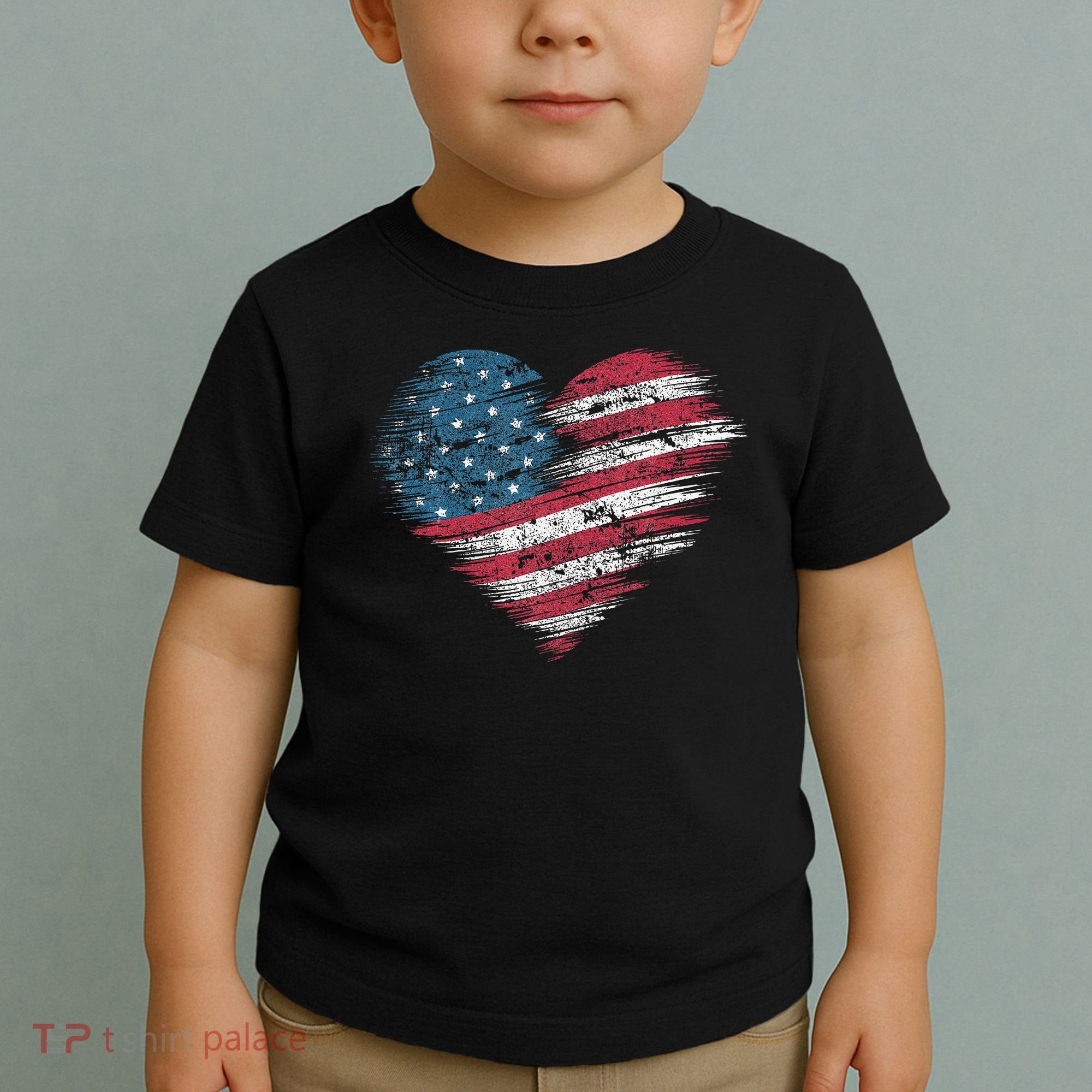 American Flag Heart Women Patriotic 4th Of July Usa Gift Toddler T-Shirt