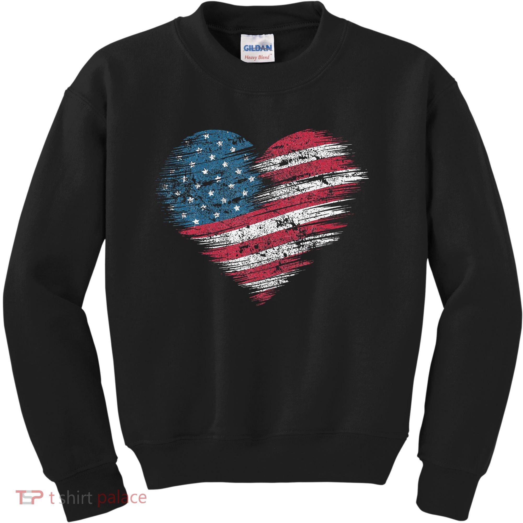 American Flag Heart Women Patriotic 4th Of July Usa Gift Kids Sweatshirt