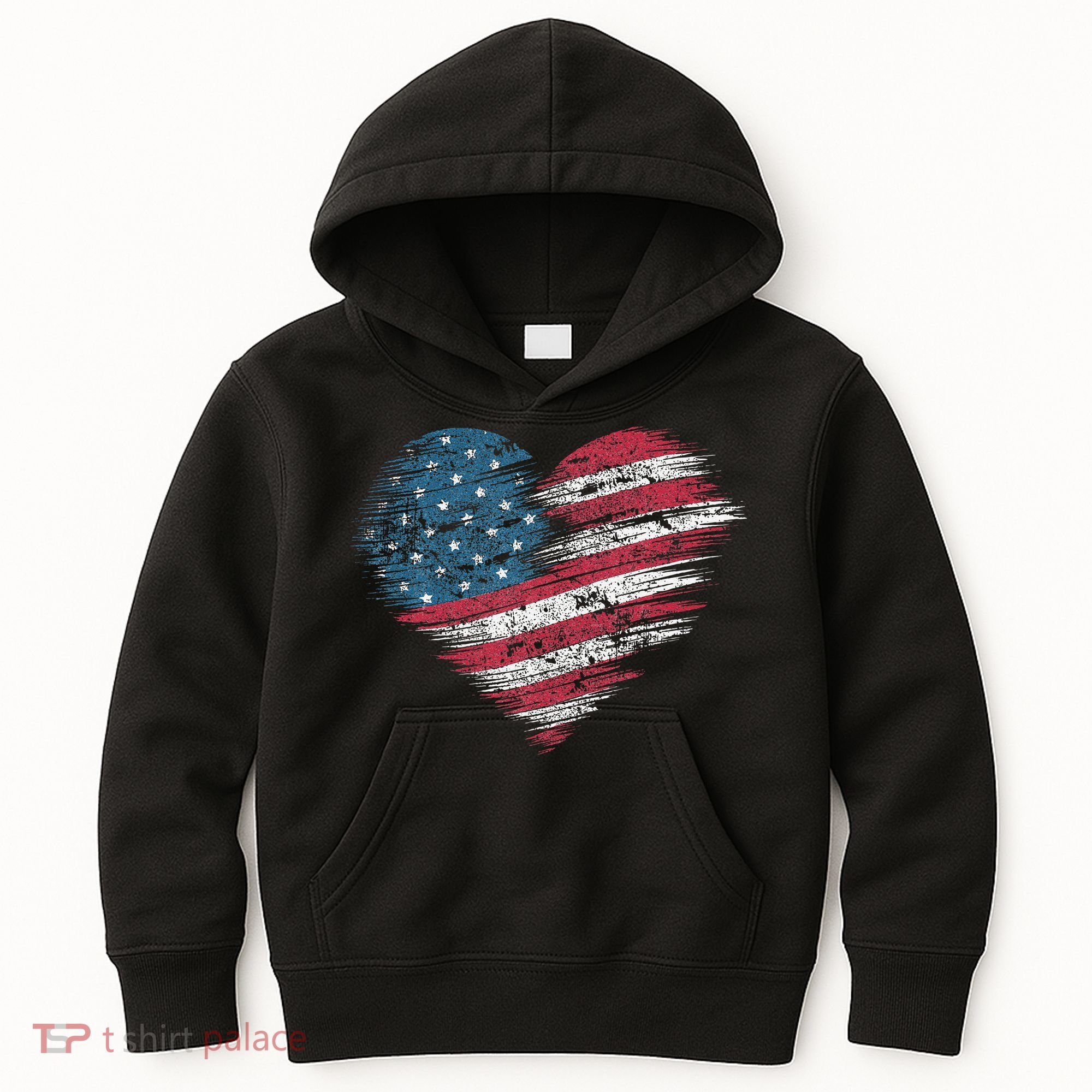 American Flag Heart Women Patriotic 4th Of July Usa Gift Kids Hoodie
