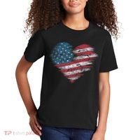 American Flag Heart Women Patriotic 4th Of July Usa Gift Kids T-Shirt thumb 2