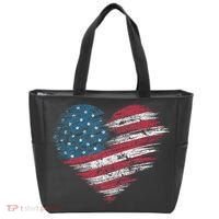 American Flag Heart Women Patriotic 4th Of July Usa Gift Tote Bag thumb 0