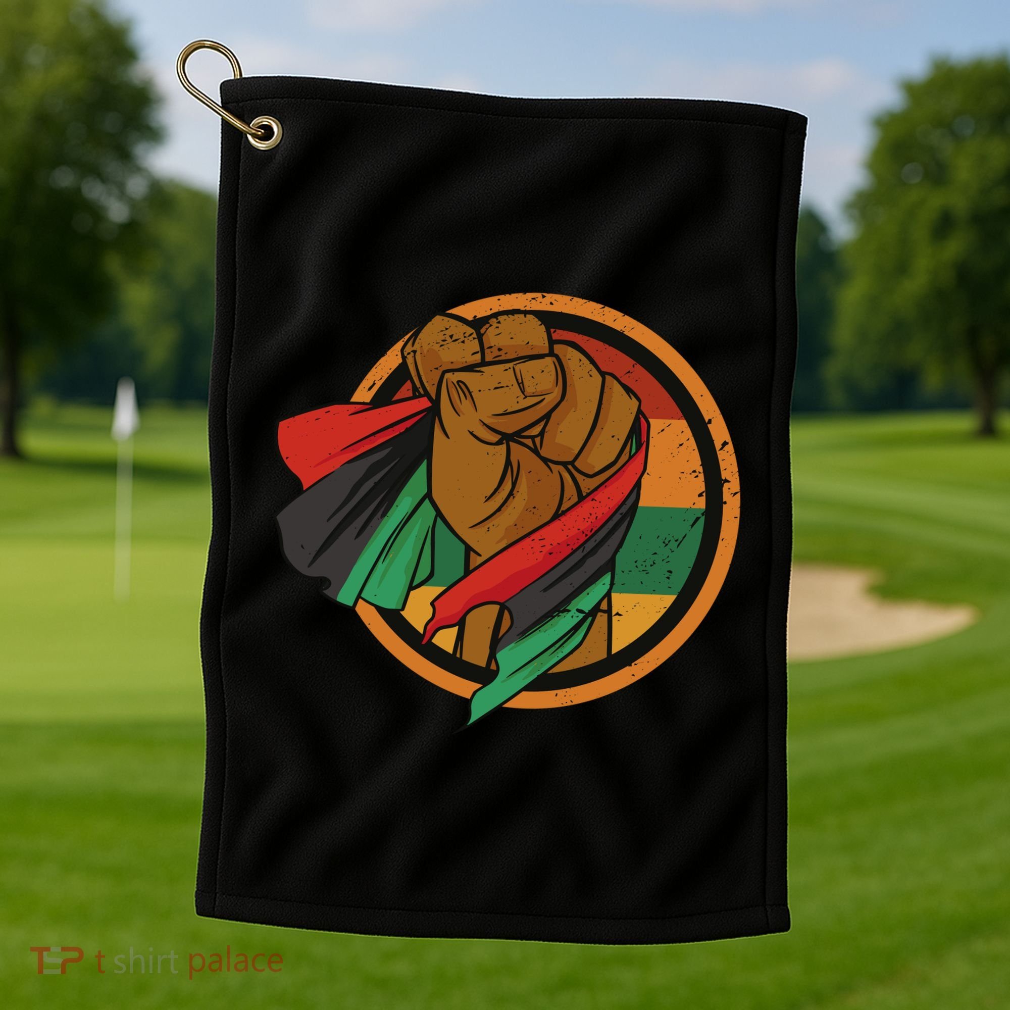 African Flag Hand Golf Towel