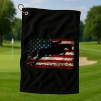 American Flag Horse Riding Show Jumping Golf Towel thumb 1