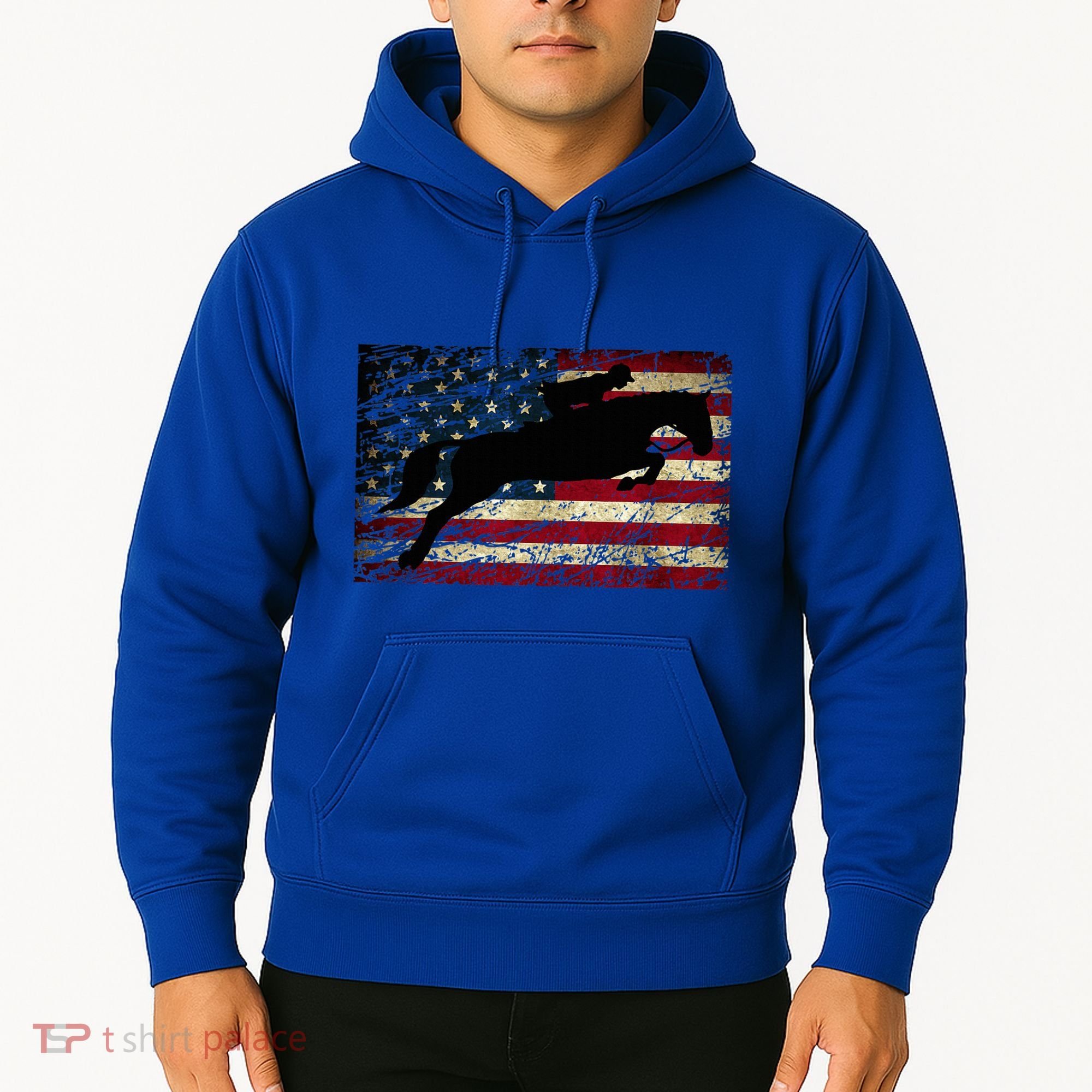 American Flag Horse Riding Show Jumping Hoodie