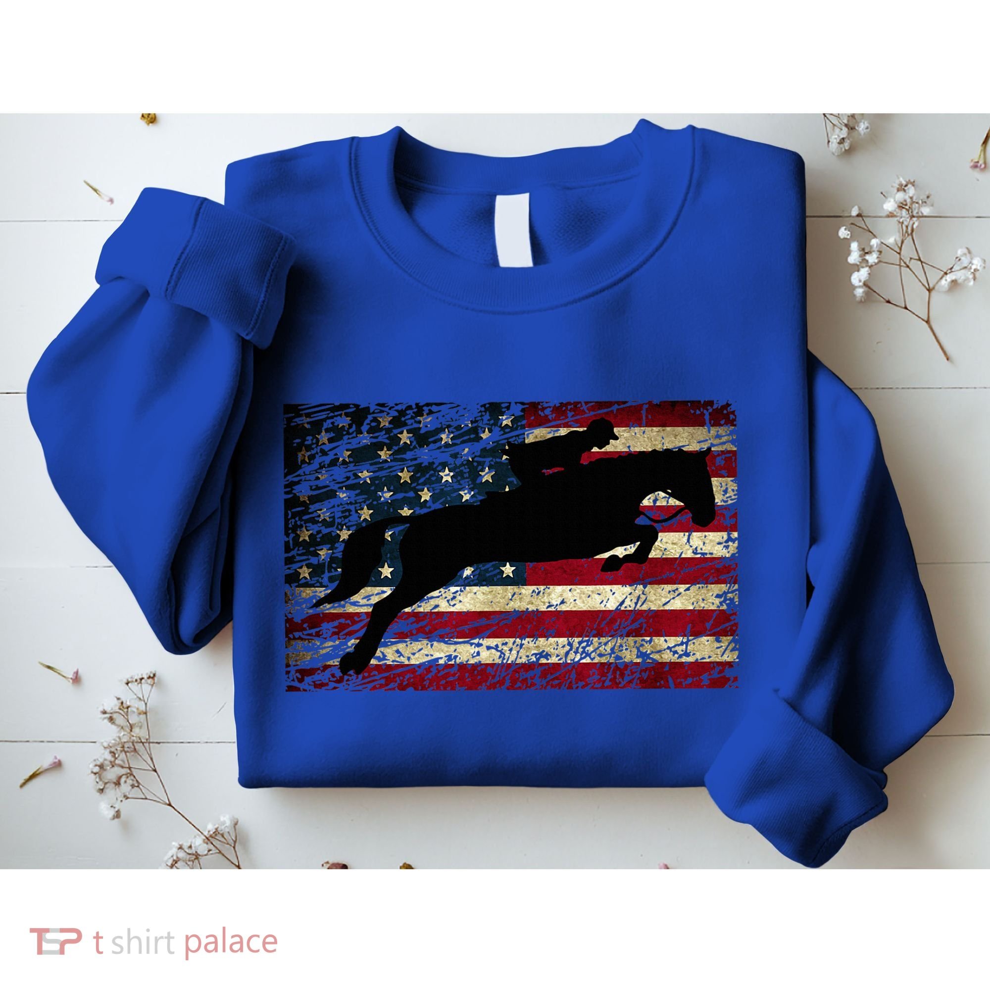 American Flag Horse Riding Show Jumping Sweatshirt