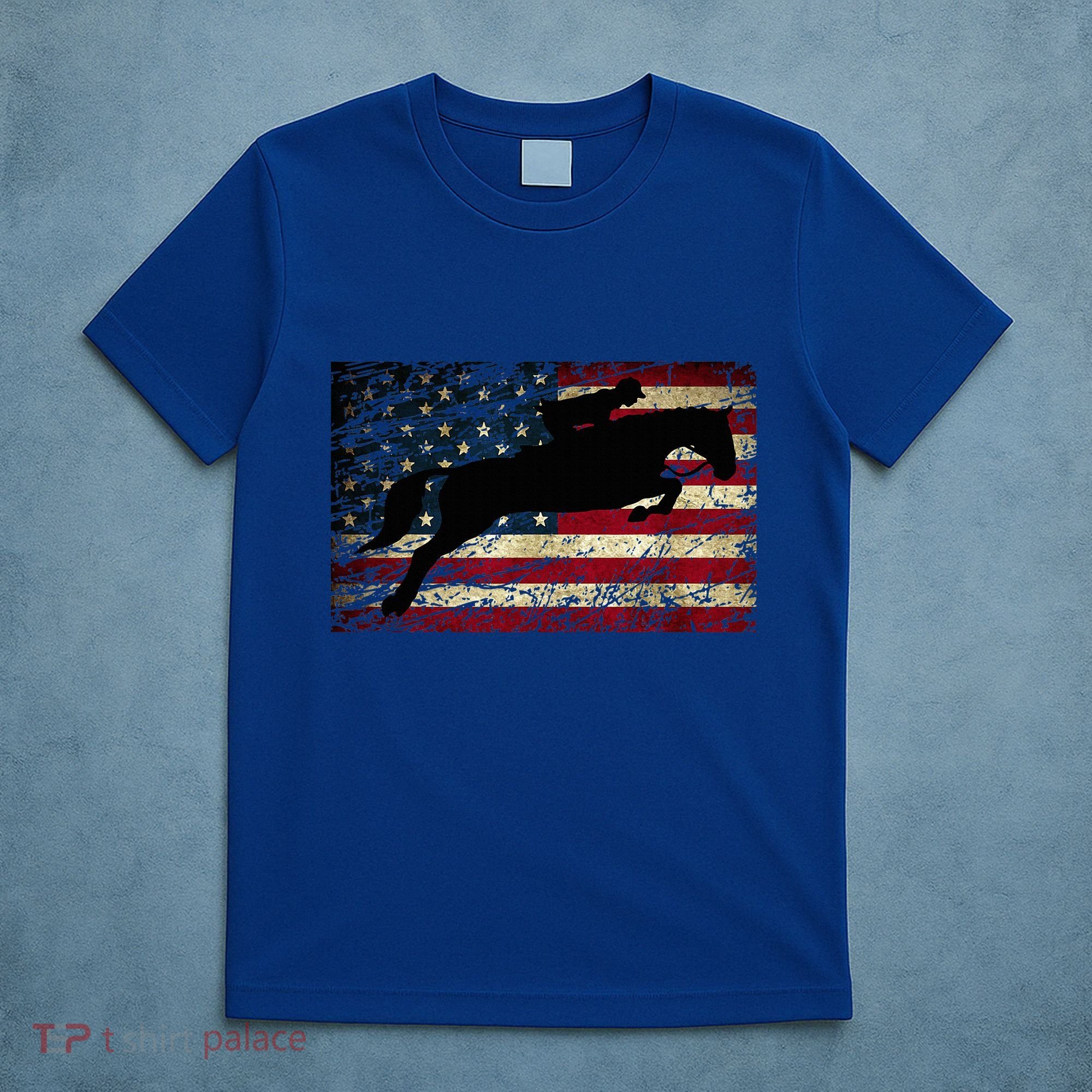 American Flag Horse Riding Show Jumping T-Shirt