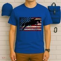 American Flag Horse Riding Show Jumping T-Shirt thumb 6